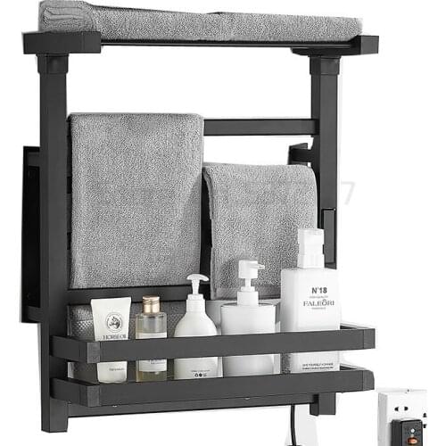 Electric towel rack household toilet non perforated heating storage rack towel hanging drying rack