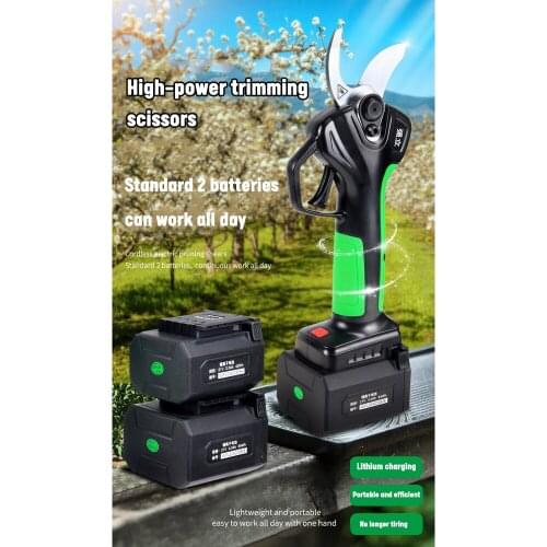 Electric Pruning Shears 35mm Garden Fruit Tree Pruning Tool with Two Rechargeable Lithium Battery Electric Scissors