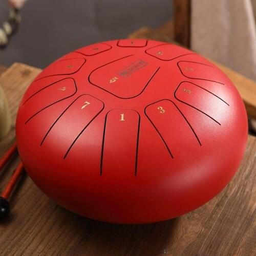 Hluru Steel Tongue Drum 8 Inch Ethereal Rhythm Drum 10 Inch 11 notes Tone F Percussion Hand pan Tang Drum