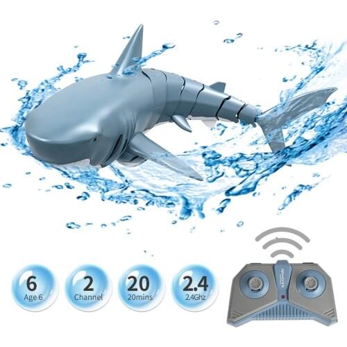 RC Shark Simulation Toys 2.4G 4CH Waterproof Electric Racing Boat Underwater RC Boat Swimming Pool Bathroom Children Toys Gift