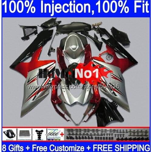 Injection For SUZUKI GSX R1000 GSXR-1000 2005 2006 21MC.112 GSX-R1000 GSXR 1000 1000CC 05 K5 GSXR1000 05 06 Red silvery Fairing