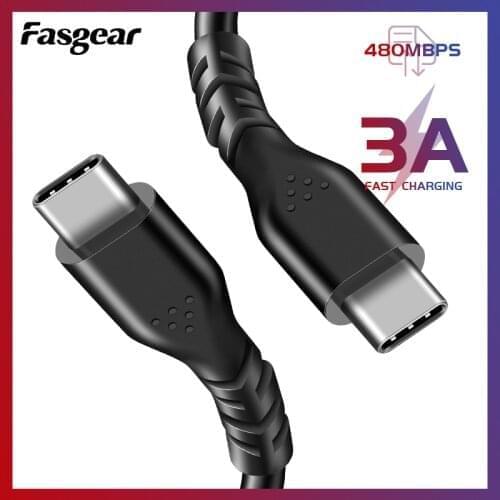 Fasgear 60W 3A USB C To USB Type C Cable USB PD Fast Quick Charger 3.0 Cord USB-C Type-c Cable For Xiaomi For Macbook For iPad