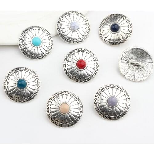 Zinc Alloy Round Sunflowers Buttons Charms For DIY CONCHO Charms 3pcs/lot 30MM Jewelry Accessories