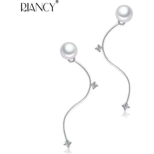 Hot Selling 925 sterling silver jewelry 7-8mm size 100% real freshwater pearl earrings for women Top quality gift box