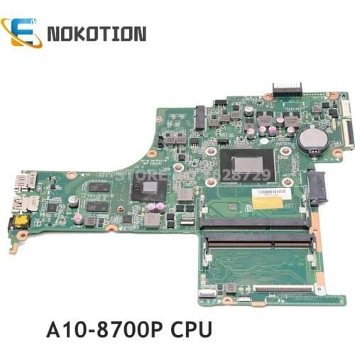 NOKOTION 806765-601 806765-501 806765-001 For HP Pavilion 14-AB Laptop motherboard DA0X21MB6D0 DDR3L A10-8700P CPU