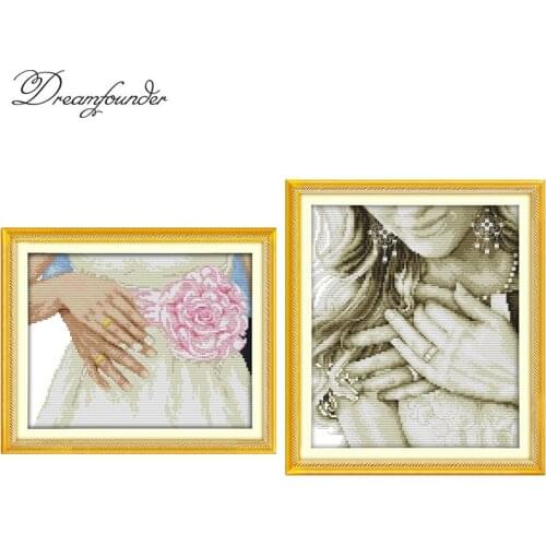 Wedding ring cross stitch kit people lovers 18ct 14ct 11ct count printed canvas stitching embroidery DIY handmade needlework