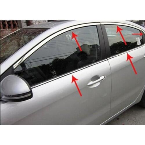 For 2011-2012 KIA RIO / K2 High quality stainless steel car window trim strip (up + down + Rear triangle, set of 10 pcs.)