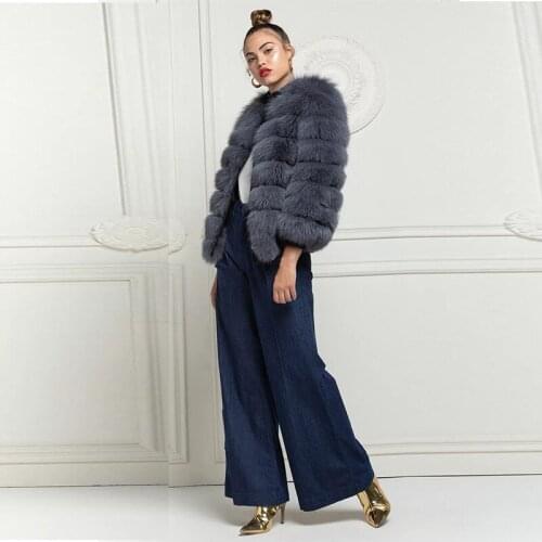 FURSARCA New Arrival Real Fox Fur Coat Jacket Winter Woman Coats 2021 Thick Warm Solid Color Grey Long Sleeve Short Teddy Coat