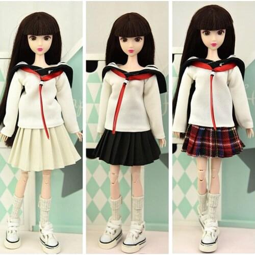 11.5" Doll Clothes For Barbie Outfits Classic Students Costume Shirt Tops Pleated Skirt 1/6 BJD Accessories Kids Dollhouse Toys