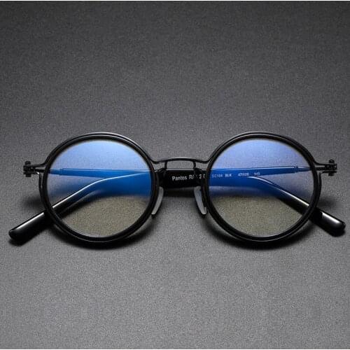 TAV spectacle frame pure titanium plate round frame new retro spectacle frame customized myopia glasses