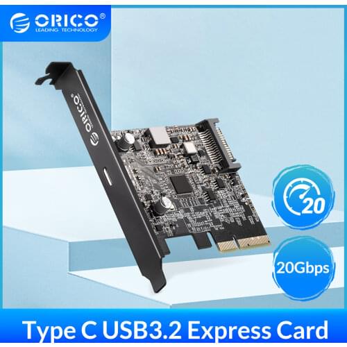 ORICO PCI Express Expansion Card Type USB C PCI-Express to USB 3.2 20Gbps Adapter with ASM3242 Chipset for Windows 8/10/Linux