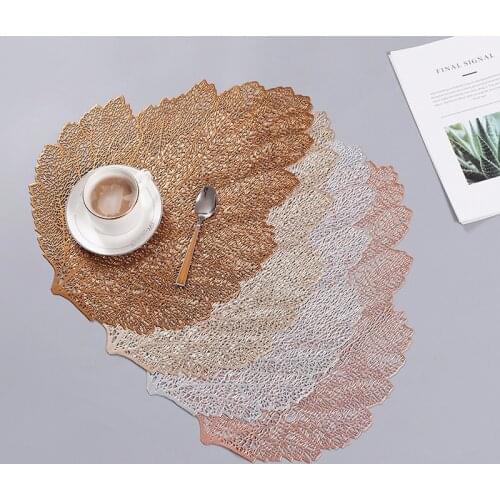 Placemat for dining table Coasters Leaf Simulation Plant Cup PVC Coffee Table Mats Kitchen Christmas Home Decoration