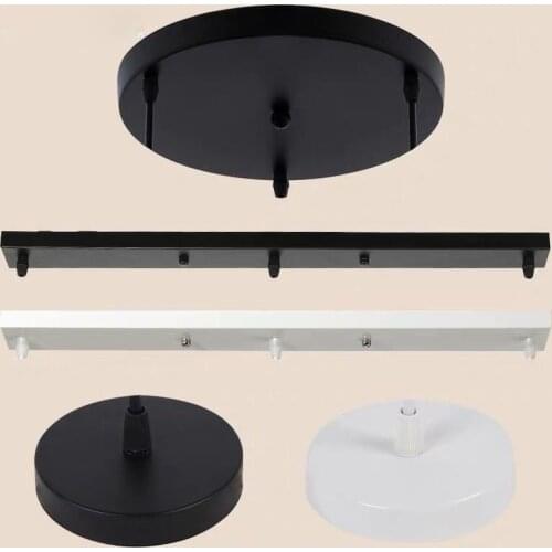 3 Heads Chandelier Ceiling Mounted Plate Pendant Lamp Base Black Round Ceiling Base Canopy DIY Suspension Lighting Accessories