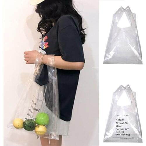 Casual Totes Women PVC Handbags Transparent Beach Bags Summer Shopping Bags Ladies Shoulder Bag Open Handbag