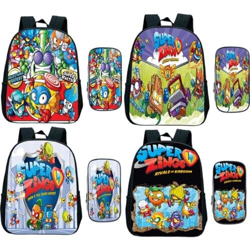 Kindergarten Super Zings Backpack Kids Superzings Primary School Bag Toddler Bookbag Toddler Mochila 2 PCS/set Backpacks Pen Bag