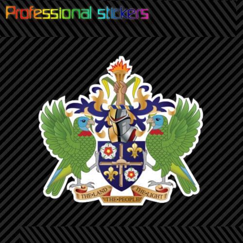 Saint Lucian Coat of Arms Sticker Decal Self Adhesive Vinyl Saint Lucia Flag LCA Stickers for Cars, Bicycles, Laptops, Motos