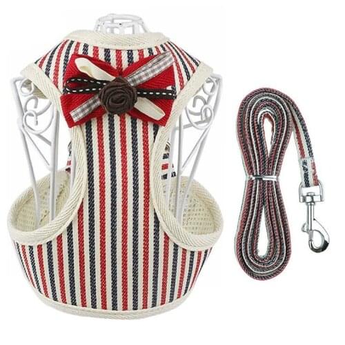 Pet chest strap mesh breathable vest type dog leash small dog cat rope dog rope pet supplies bow princess style chihuahua
