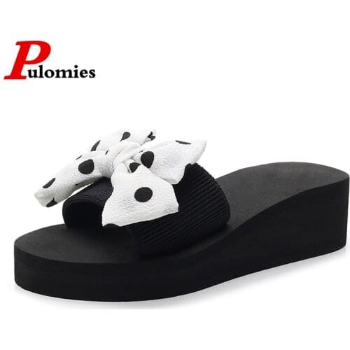 PULOMIES Summer Women Slippers Platform Clogs Flip Flops Outdoor Garden Shoes Female Pool Sandals Bathroom Mules Beach Slippers