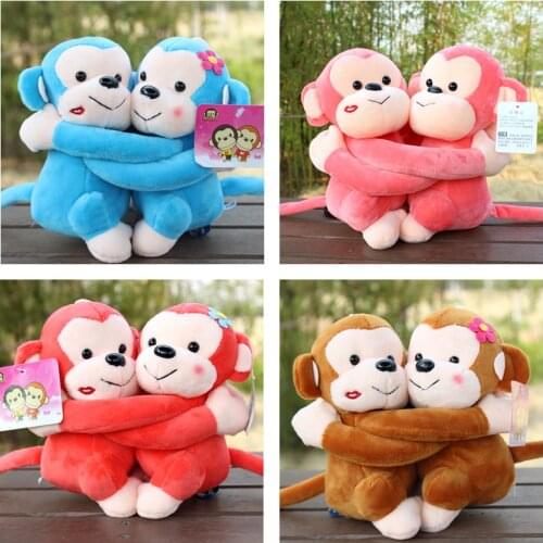 2pcs cute lovely plush monkey couple toy,3 sizes,hug monkeys,funny birthday wedding gift for friends kids children girls boys
