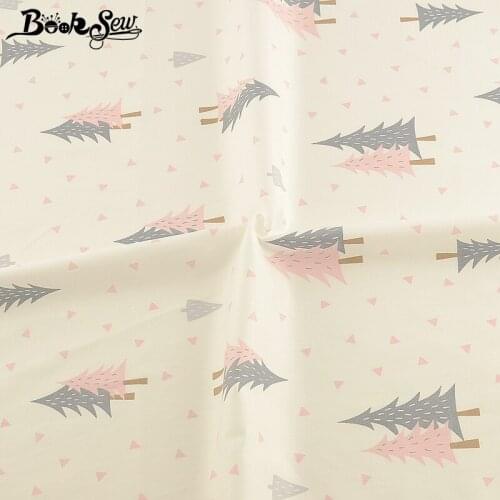 Booksew Printed Tree Design Coth 100% Cotton Twill Beige Baby Fabric Dye Telas Patchwork Algodon Sewing Tissue Material Tecido