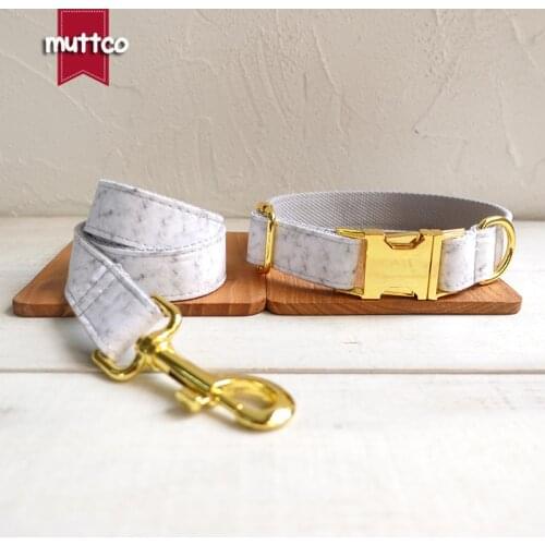 MUTTCO unique dog collar THE WHITE MARBLE convenient to walk the dog leash accessory for small medium large dogs 5 sizes UDC085B