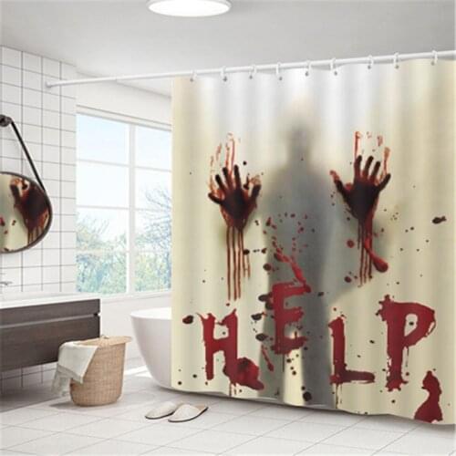Halloween Horror Shower Curtain HD 3D Printing Polyester Waterproof Shower Curtain Partition Curtain Halloween Home Decoration
