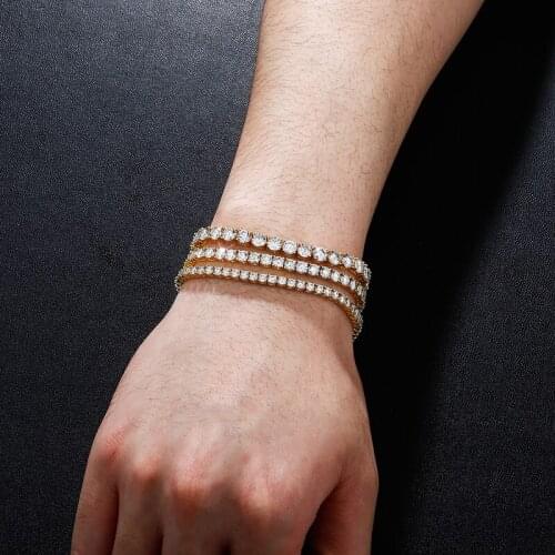 3/4/5MM S925 Sterling Silver Moissanite Stone Tennis Link Chain Bracelets for Women Men Hip Hop Bling Ice Out Rapper Jewelry