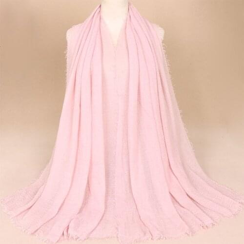 Women Plain Scarves New Design National Style Fold Hajib Wrap Solid Color Shawls Headband Muslim Lady Cotton And Linen Scarf