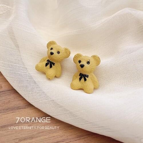 2020 Fashion Jewelry New Korean Trend Simple Design Cute Small Bear Earrings Brincos Charms Animal Stud Earrings For Women