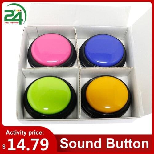 1/4Pcs Recordable Talking Button Easy Carry Voice Recording Sound Button for Kids Interactive Toy Bright Answering Buttons
