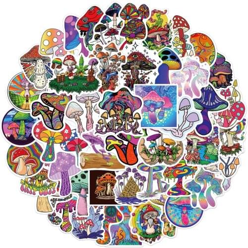 10/30/50PCS Cute Aesthetics Psychedelic Mushroom Cartoon Stickers DIY Phone Snowboard Laptop Luggage Fridge Guitar Kid Sticker
