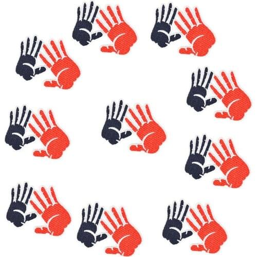 10PCS Palm Patch Iron on Transfer Applique Patch for Clothes Felt DIY Craft Stripe Kid Sew Embroidery Patches for Clothing Shoes