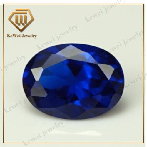 113# Blue Stone Wax Setting Oval Shape 50pcs 5*7mm-10*12mm Synthetic Spinel Blue Stone For Jewelry