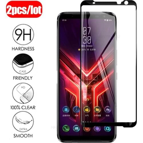 2Pcs Protective Tempered Glass on For Asus ROG Phone 3 Phone3 ZS661KS / 3 Strix 6.59" Full Cover Screen Protector Glass Film