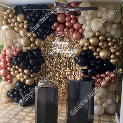 255pcs Birthday Party Wedding Rose Gold Latex Balloon Arch Kit Sandy White Black Balloon Garland Baby Shower Event Decoration