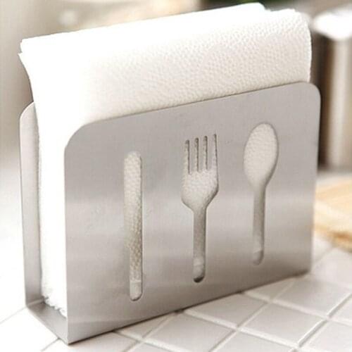 30pcs/lot Creative Stainless Steel Napkin Holder Knife Fork Pattern Paper Towel Holder Home Decoration