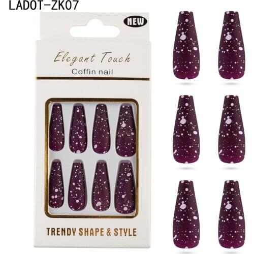 30pcs Fashionable Coffin Fake Nails Snowflake Decoration Artificial Ballet False Nail for Extension Press on Fingernail Art Kits