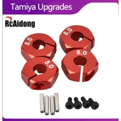 4pcs Aluminum 12mm 5mm Wheel Hex Drive Hub Adapter with/ Pins Screws for Tamiya TT-02/XV-01/FF-03 53823 Upgrades Accessories