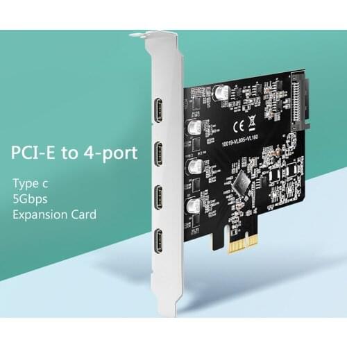 KC019 7 Port PCIE to Type-C USB 3.1 Expansion Card 5Gbps High Speed with PCI Express X4/X8/X16 15pin SATA Power Connector