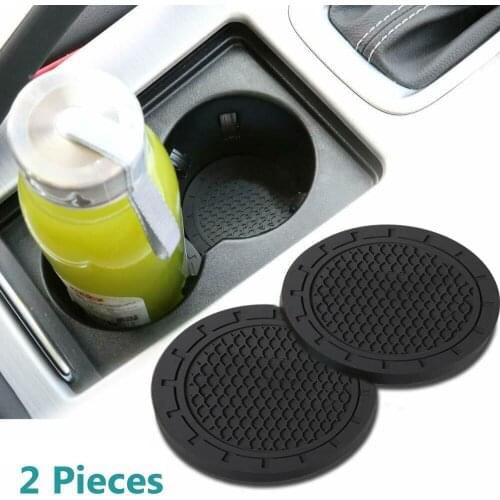 2PCS Car Coaster Car Styling Accessories Interior Decoration Water Bottle Coffee Cup Holder Anti-slip Pad Silicone Gel Mat