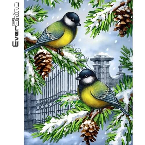 Evershine Diamond Embroidery Bird Animal Picture Of Rhinestone Diamond Painting Winter Cross Stitch 5D DIY Art Home Decor