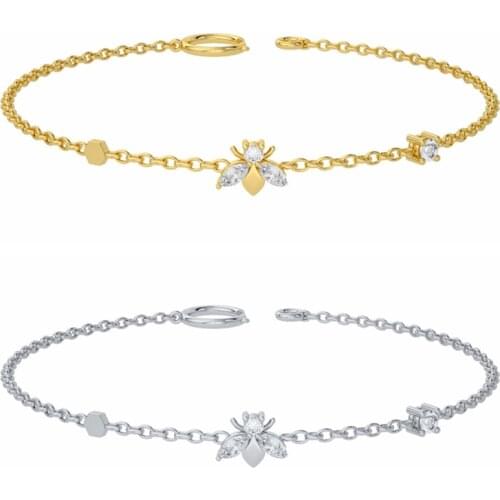 CANNER Bracelets 925 Silver Cute Bee Bracelet Hand Rope Adjustable Bracelets for Women Wholesale Pulseras Plata original 925