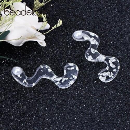 Beadsland Acetic Acrylic Drop Earrings Fashion Trendy Letter W Shape Gold Foil Women Girls Dancing Party Chritmas Gift 39054