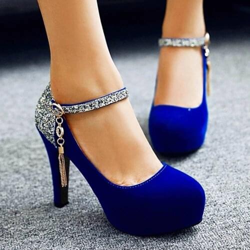 Brand 2021 Elegant Bride Big Size 43 High Heels Party Women Shoes Woman Platform Round Toe Mary Janes Pumps Shoes