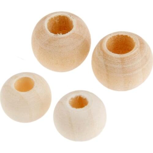 100pcs/lot 9*10mm/11*12mm Natural Flat Round Wooden Beads Big Hole For Artwork Necklace Making Garment Decoration DIY Craft