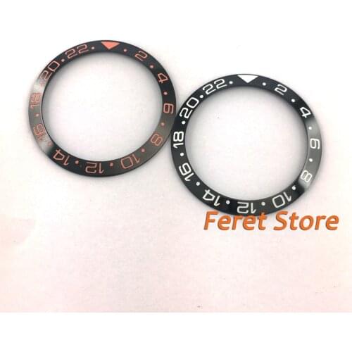 Watch parts 38mm Full black white brown ceramics bezel with red white black mark Insert for 40mm automatic Watches
