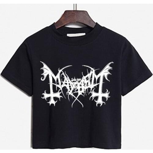 Gothic Black Women Short T-shirt Summer Corset Short Sleeve O-neck Streetwear Y2K Corp Top Harajuku Cross Print Vintage Dark Top