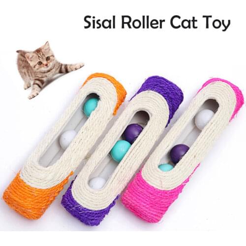 Random Color Pet Cat Toys Bite-Resistant Sisal Tube Ring Ball Kitten Interactive Toy Playing Training Scratcher Pet Supplies