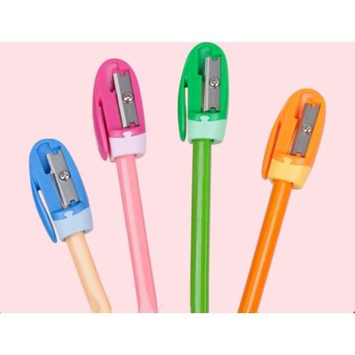 Pen Cap Mini Pencil Sharpener Cute Candy Color Children Pen Sharpener Notebook Pencil Clip Cutter Office Stationery Pens Knife