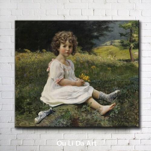 Classical figures cute angels girl flower scenery oil paintings canvas printing printed on canvas wall art decoration picture